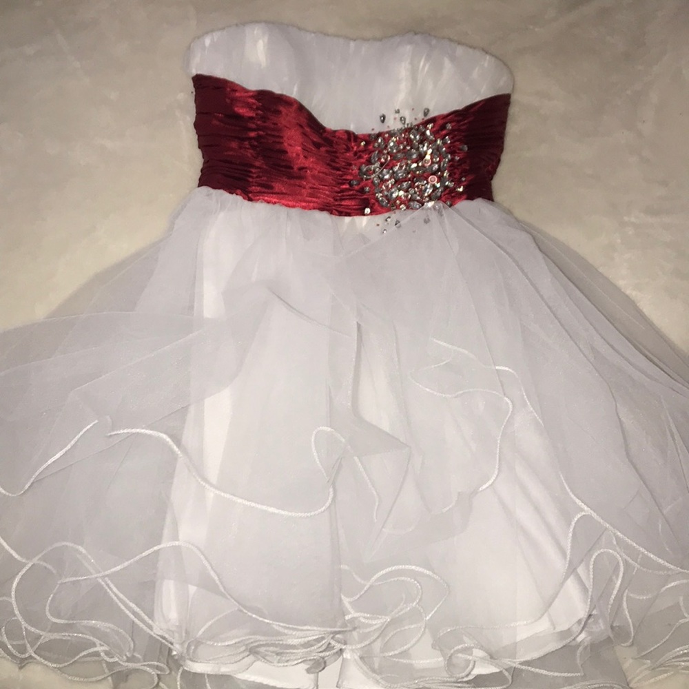 Red and White Formal Dress